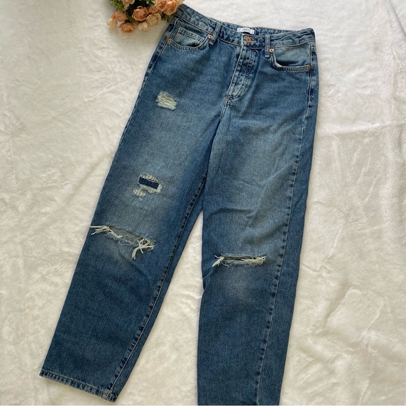 Forever 21 Distressed Patchwork Mom Jeans High Rise NWOT - Picture 2 of 5